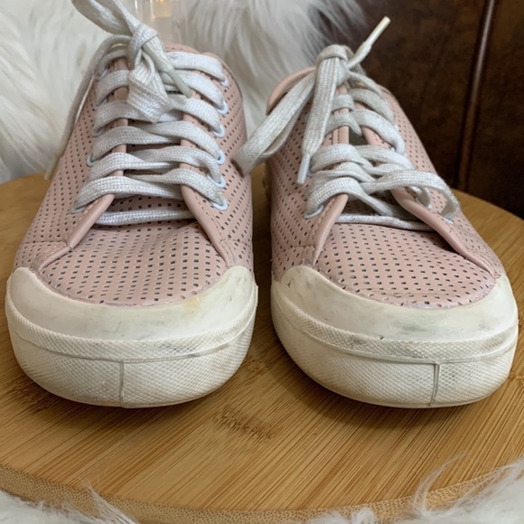 Rag & Bone | Standard Issue Perforated Low Lace Up Pink Leather Sneakers 37 / 7 - Picture 10 of 17